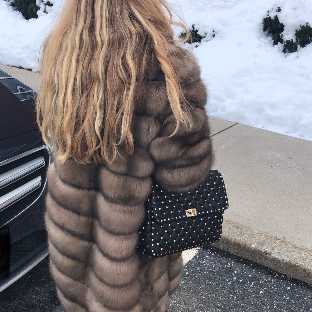 Sable coat with hood ! sz M